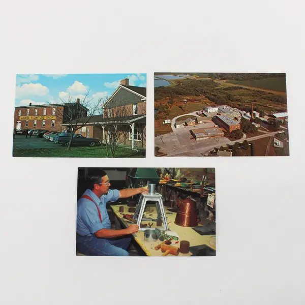 Lot Of 3 VTG Amana Colonies Iowa Industry Color Postcards Woolen Mills Furniture