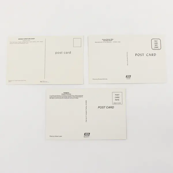 Lot Of 3 VTG Amana Colonies Iowa Industry Color Postcards Woolen Mills Furniture