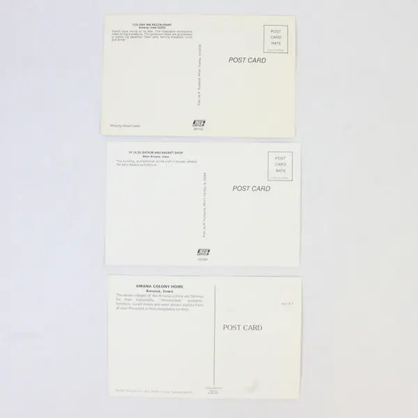 Lot Of 3 VTG Amana Colonies Iowa Building Color Postcards Restaurant Basket Shop