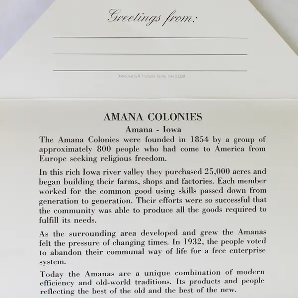 Vintage Greetings From The Amana Colonies Amana Iowa Souvenir Folder 