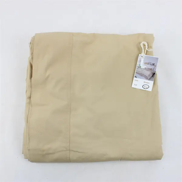 The Company Store Solid Beige Color King Flat Bed Sheet 100% Cotton