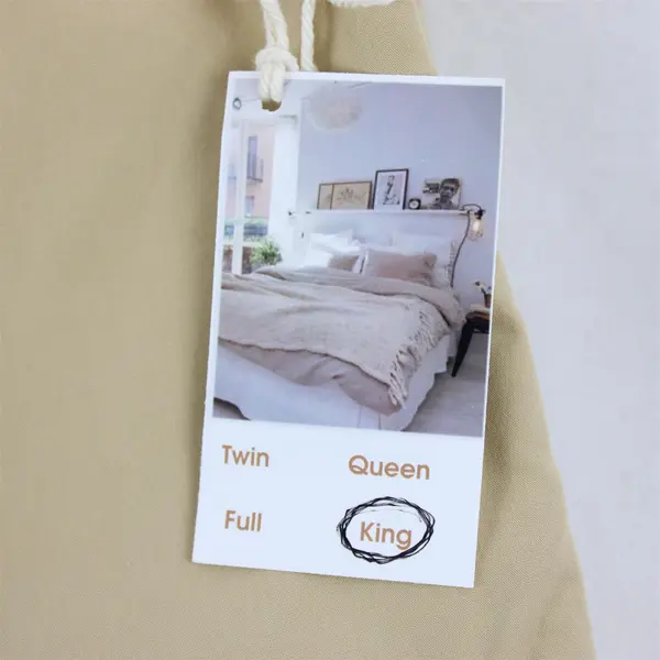 The Company Store Solid Beige Color King Flat Bed Sheet 100% Cotton