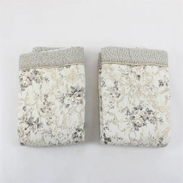 Lot Of 2 Unbranded Matching Beige/Gray/White Floral Pillow Shams 22.5" x 29"