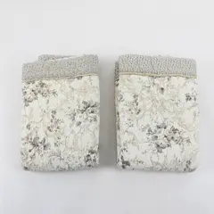 Lot Of 2 Unbranded Matching Beige/Gray/White Floral Pillow Shams 22.5" x 29"