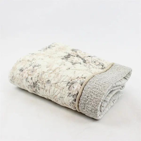 Lot Of 2 Unbranded Matching Beige/Gray/White Floral Pillow Shams 22.5" x 29"