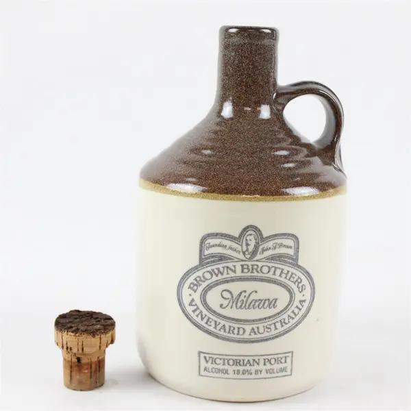 Brown Brothers Vineyard Milawa Stoneware Jug EMPTY w/ Cork Australia