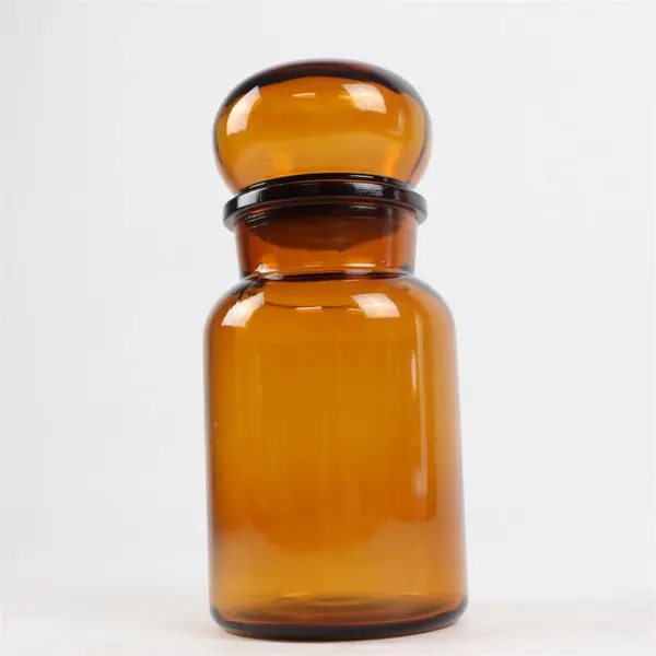 Vintage Amber Glass Apothecary Jar Made in Belgium 9in
