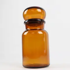 Vintage Amber Glass Apothecary Jar Made in Belgium 9in