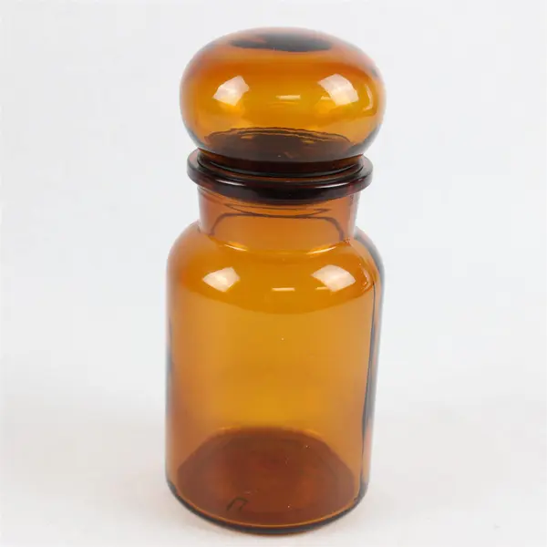 Vintage Amber Glass Apothecary Jar Made in Belgium 9in
