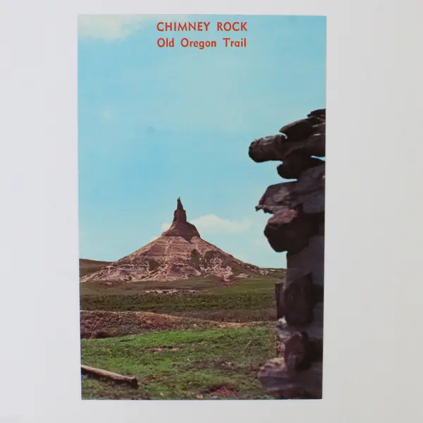 Lot Of 2 Vintage Oregon Trail Postcards Centennial Map Chimney Rock 