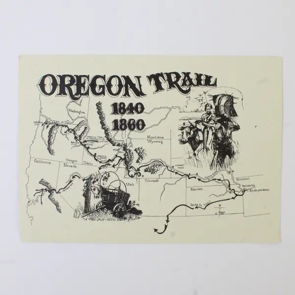 Lot Of 2 Vintage Oregon Trail Postcards Centennial Map Chimney Rock 
