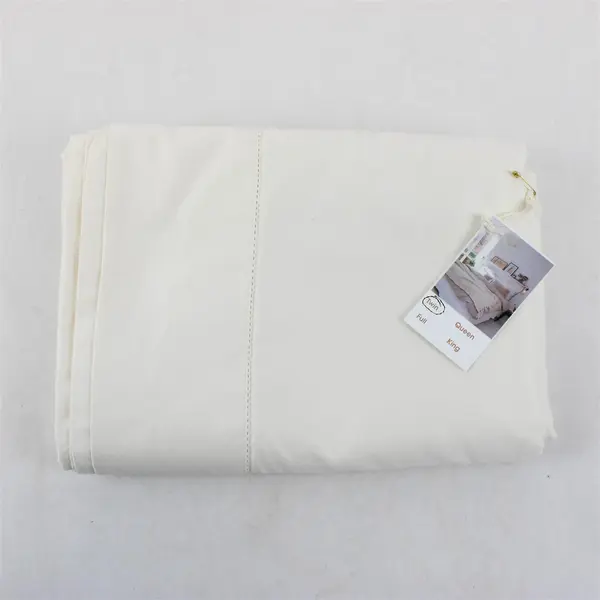 The Company Store Solid Eggshell White Color Twin Flat Bed Sheet 100% Cotton