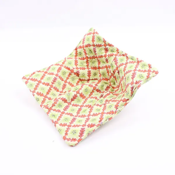 Set of 3 Homemade Quilted Pot Holders, Green & Orange Design 