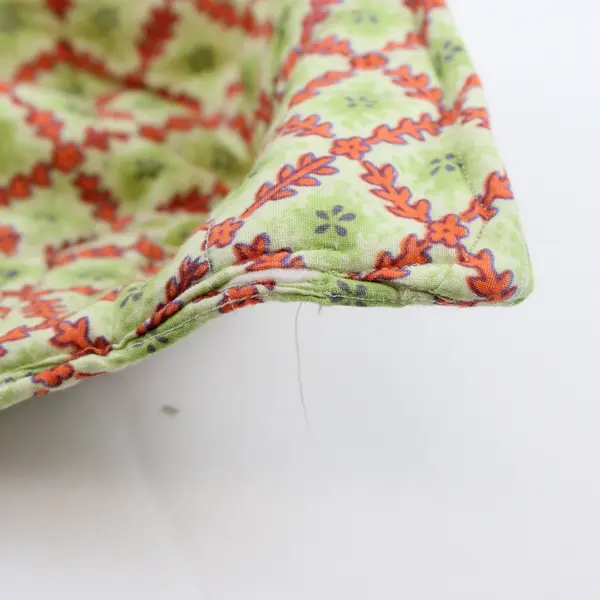 Set of 3 Homemade Quilted Pot Holders, Green & Orange Design 