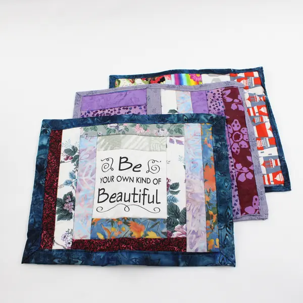 Lot of 3 Patchwork Placemats with Inspirational Words