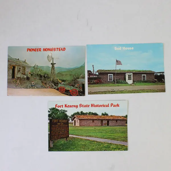 Lot Of 3 Kansas Nebraska Postcards Pioneer Homestead Sod House Fort Kearny 