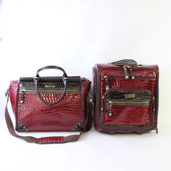 Samantha Brown Croco-Embossed Dowel Travel Bag & Suitcase Set