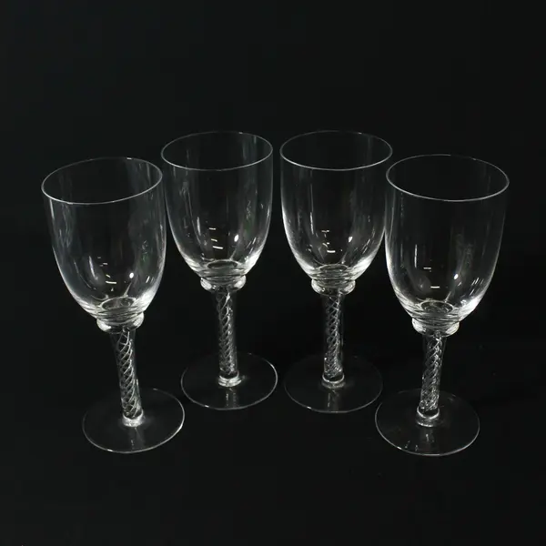 Set of 4 Stuart Sonata Stem Wine Glasses 7.5" Twisted Stems