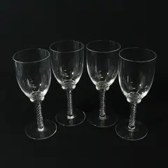 Set of 4 Stuart Sonata Stem Wine Glasses 7.5" Twisted Stems