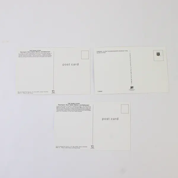 Lot Of 3 VTG Quad Cities Iowa Illinois Color Postcards Bridges Boats Dam No 15 