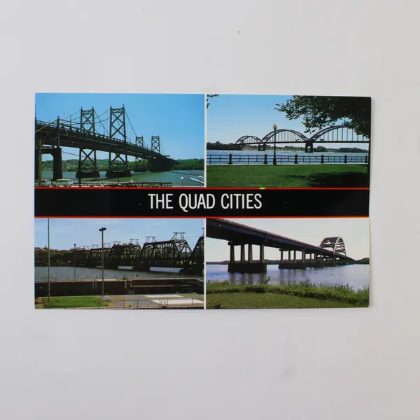 Lot Of 3 VTG Quad Cities Iowa Illinois Color Postcards Bridges Boats Dam No 15 