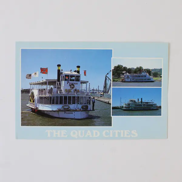 Lot Of 3 VTG Quad Cities Iowa Illinois Color Postcards Bridges Boats Dam No 15 
