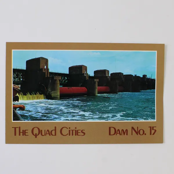 Lot Of 3 VTG Quad Cities Iowa Illinois Color Postcards Bridges Boats Dam No 15 