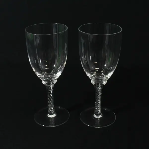 2 Stuart Sonata Stem Water Goblets 8" Twisted Stems