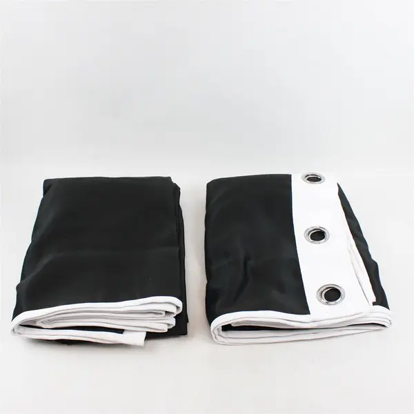 Lot Of 2 Unbranded Matching White/Black Blackout Grommet Curtains 67" x 85"