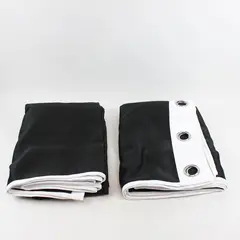 Lot Of 2 Unbranded Matching White/Black Blackout Grommet Curtains 67" x 85"