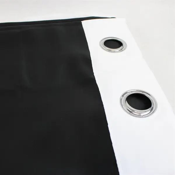 Lot Of 2 Unbranded Matching White/Black Blackout Grommet Curtains 67" x 85"