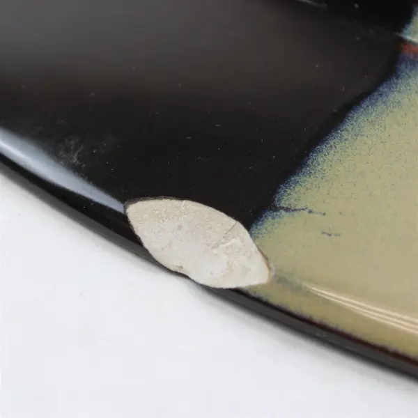 Lot Of 4 Gibson Designs Althea Teal Pattern Square Ceramic Dinner Plates W/ Chip