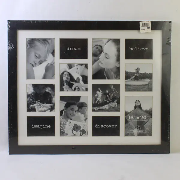 16" x 20" Black Wooden Photo Display (8 photos) Frame, USA Made