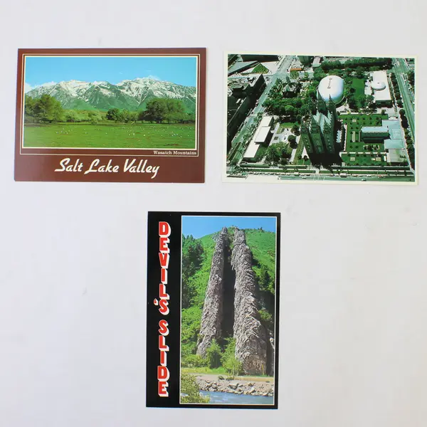 Lot Of 3 VTG Utah Postcards Salt Lake Valley Temple Square Devil's Slide