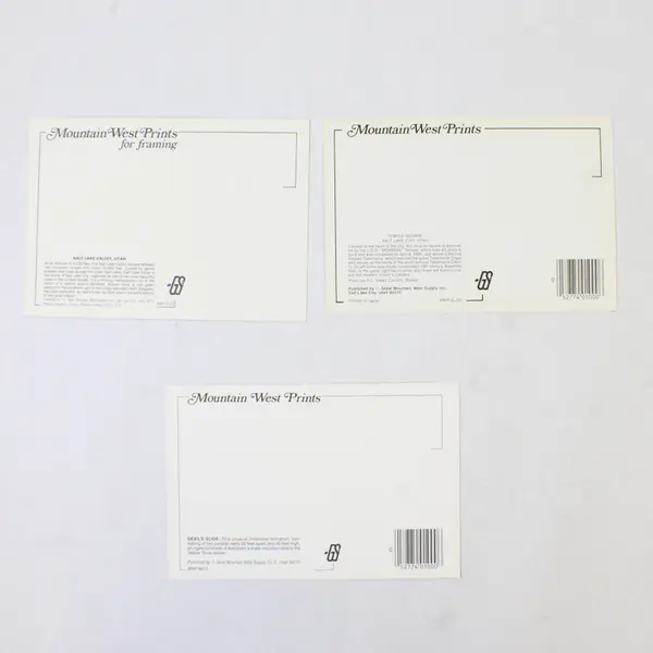 Lot Of 3 VTG Utah Postcards Salt Lake Valley Temple Square Devil's Slide
