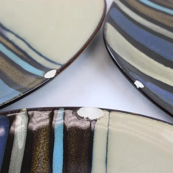 Lot Of 5 Gibson Designs Althea Teal Pattern Square Ceramic Salad Plates 8.75"