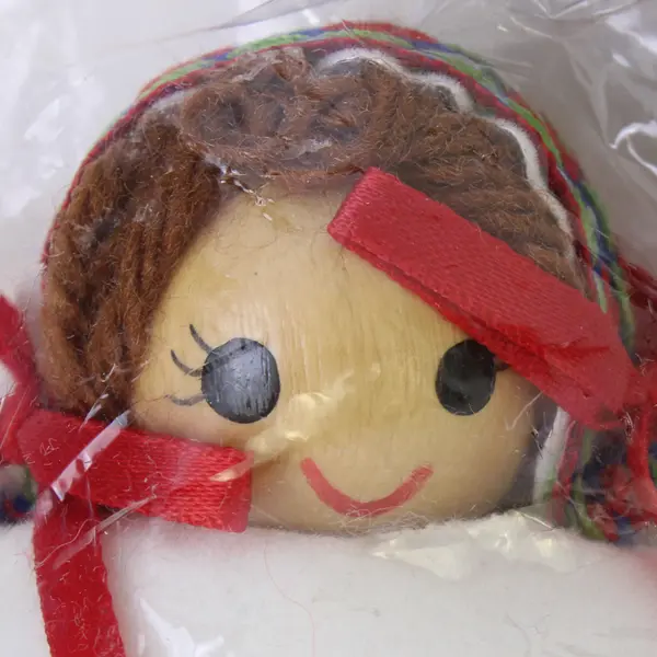 Mera Vic Vintage Souvenir Doll 6in White Dress Green Blue Red Collectible