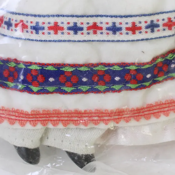 Mera Vic Vintage Souvenir Doll 6in White Dress Green Blue Red Collectible