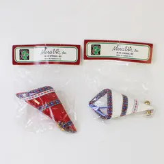Lot of 2 New Mera Vic Inc Candy Cone Holiday Ornaments