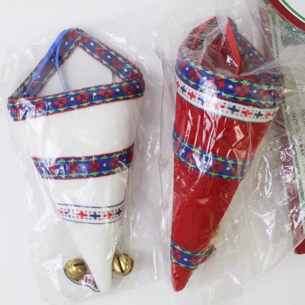 Lot of 2 New Mera Vic Inc Candy Cone Holiday Ornaments