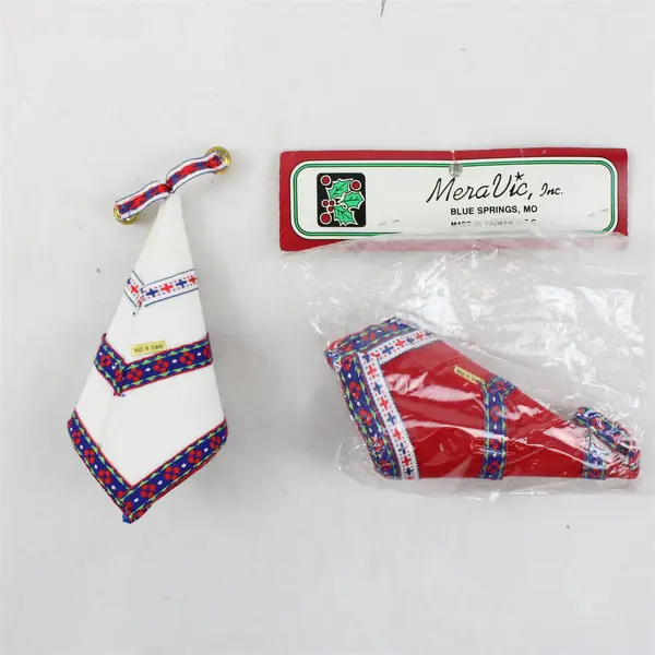 Lot of 2 Mera Vic Inc Candy Cone Holiday Ornaments Red & White New