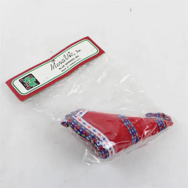 Lot of 2 Mera Vic Inc Candy Cone Holiday Ornaments Red & White New