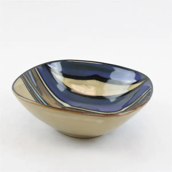 Lot Of 3 Gibson Designs Althea Teal Pattern Square Ceramic Soup/Cereal Bowls 7"