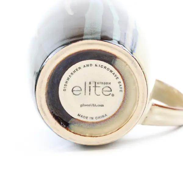 Lot Of 4 Gibson Designs Althea Teal Pattern Matching Ceramic Mugs 4.25" Tall