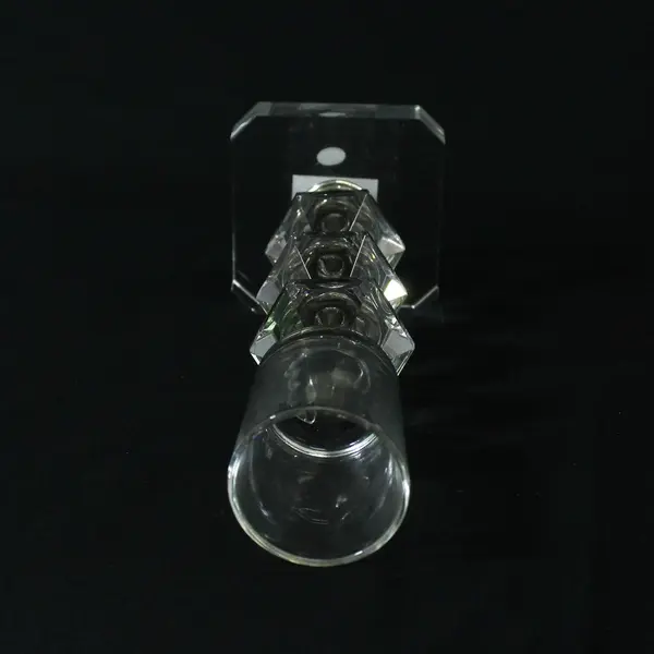 Vintage Clear Glass Diamond Design Silver Accented Votive Candle Holder MCM