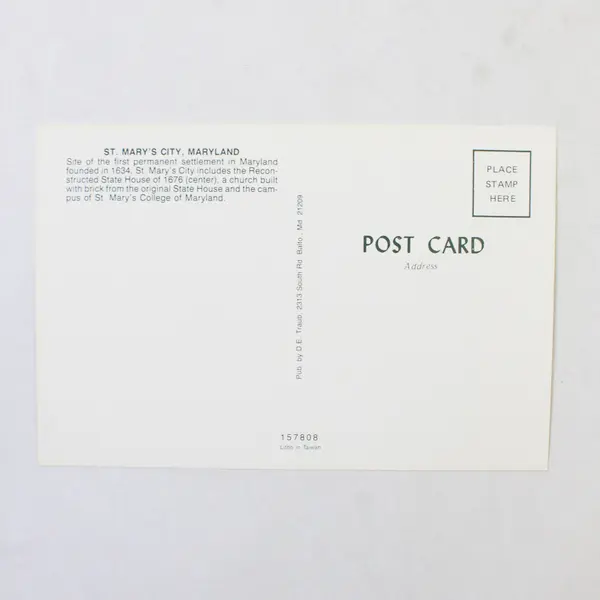 Lot Of 2 VTG St Mary's City Maryland Postcards Birds Eye View 1676 State House