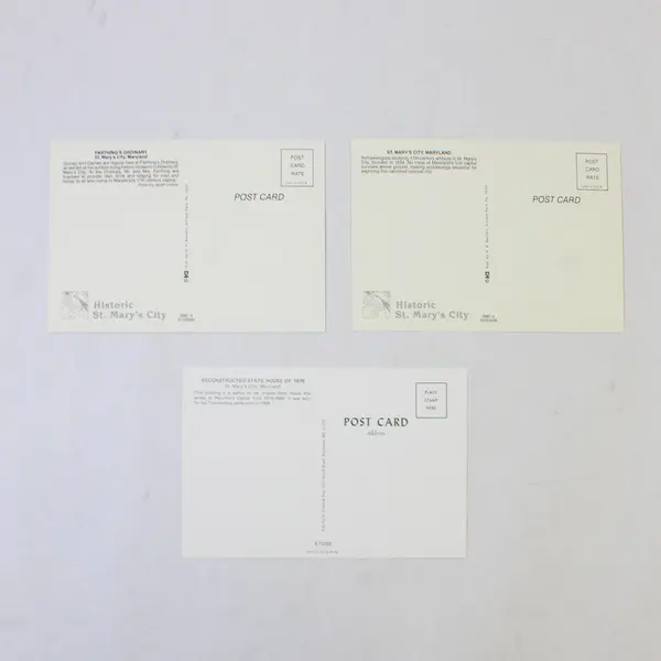 Lot Of 3 Vintage St Mary's City Maryland Postcards Historical Buildings 