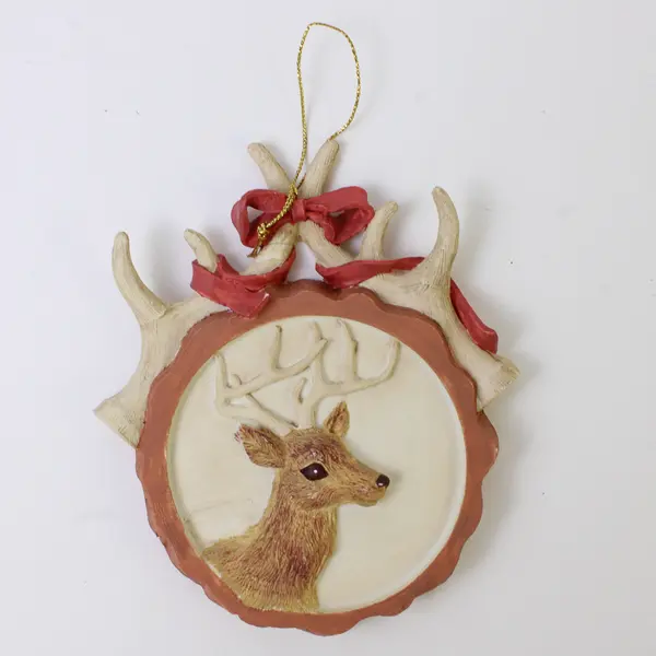 Vintage Ceramic Reindeer Head Ornament Retro Christmas Holiday New