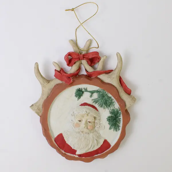 Vintage Ceramic Santa Ornament Hand-Painted Christmas Holiday Collectible