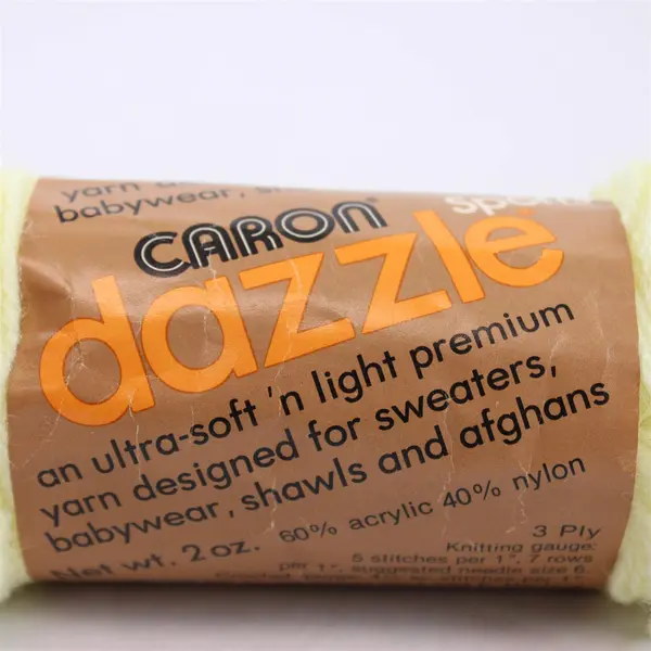 2 Skeins of Caron Sports Dazzle Yarn 3-Ply, Yellow Unused #2536
